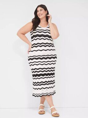 Lane Bryant Crochet Stripe Sweater Midi Dress – Size 26/28 – Very Good Condition